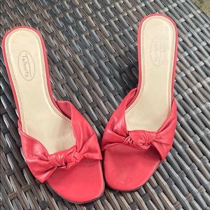 Talbots red leather slip on sandal size 7